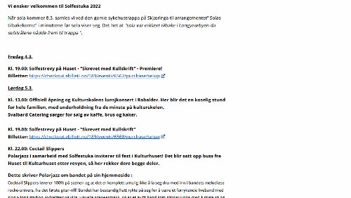 Solfestuka Programm vom 22.02.2022