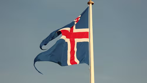 Þingvellir Die isländische Flagge.