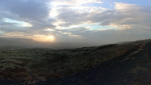 Reykjavík – Vík í Mýrdal Blick auf Hveragerði. Panorama