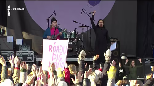 Island in den Medien Kundgebung in Reykjavík.