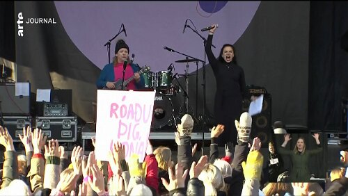 Island in den Medien Kundgebung in Reykjavík.