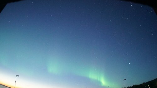 Polarlys Die ersten zarten Polarlichter