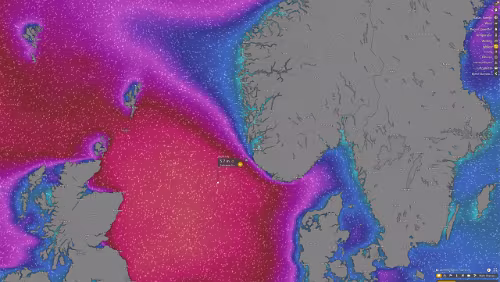 Wettervorhersage Keine Ahnung wo genau die Route zwischen Hirtshals und Tórshavn verläuft aber mit Sicherheit da wo es hier auf der Aufnahme richtig zur Sache ging.