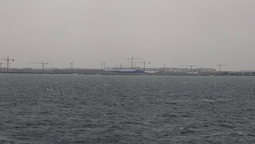 Hahnstätten – Puttgarden – – Rødby – Helsingør Die Küste von Dänemark kommt langsam in Sichtweite. Panorama