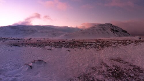 Snøscootertur til Elveneset Am Endpunkt der heutigen Tour angekommen. Panorama