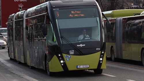 Trondheim Es sind viele Elektrobusse unterwegs.