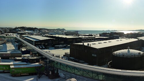 Dagali – Larvik – – Hirtshals – Aarhus Terminal und Hafen von Larvik. Panorma