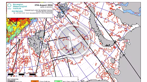 Eiskarten Eiskarten als Video, die Barents Sea , Quelle: Norwegian Ice Service - MET Norway