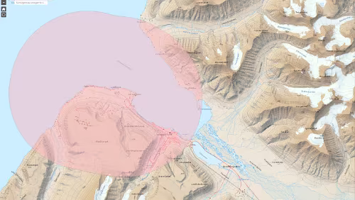Drohnen verboten Quasi ganz Longyearbyen liegt in der Flugverbotszone.
